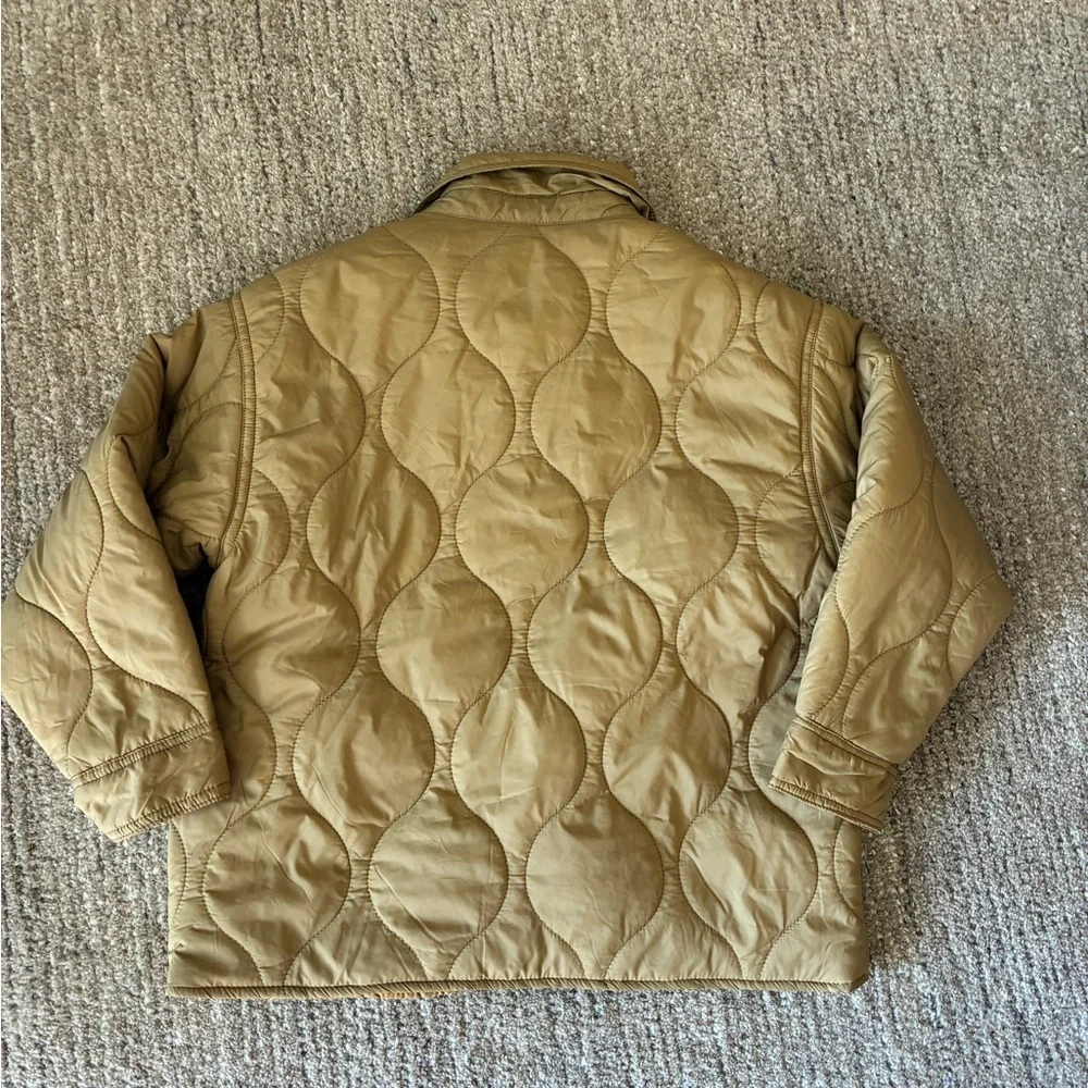 Zara Kids Tan Quilted Puffer Jacket Size 6-7 Snap Closure